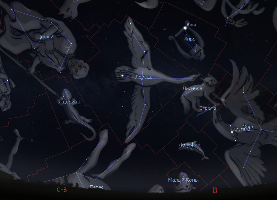 Созвездия в Stellarium.
